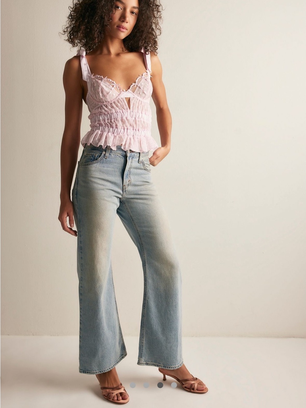 For Love & Lemons Slotted Hearts Bustier Top | Light Pink | XS | NWT - Picture 4 of 4